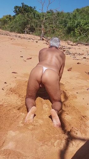 Ladysilva crossdress what a hot slut in panties on the beach   Clip 3