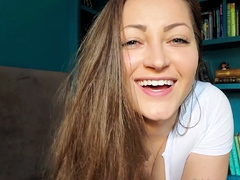 Beautiful teen brunette Jessica Sinn masturbates