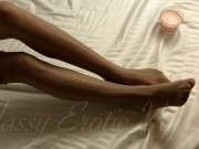 STOCKINGS AND OIL ON BEAUTIFUL FEET