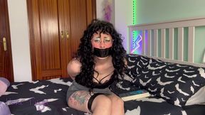 Hare, a lover of dark romance, is tied up, gagged, and handcuffed to her bed!