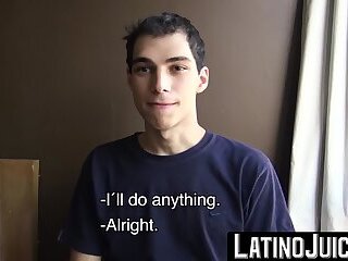 Skinny latino twink Kevin intensely fucked behind for some extra cash