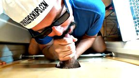 Chocolate Cock Gets a Gloryhole Blowjob