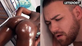 Dark Skinned Shemale Interracial Sex with Unknown Man - Horny&#x1F975; Hotel