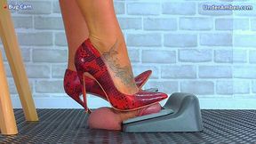 Pedal Pumping The Cum From Your Balls In My Red Snakeskin Heels & Red Ombre Stilettos - 178 - Bug Cam - Shoejob Footjob Heeljob Cumshot