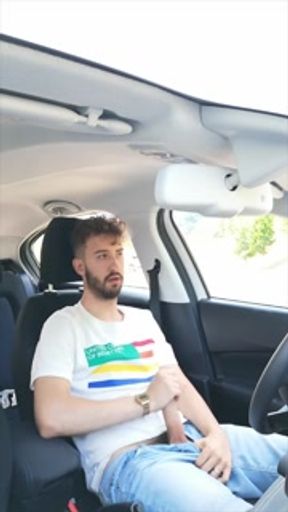 Jerking off my huge cock in a public car park