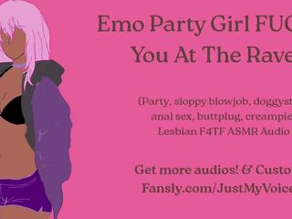 GOTH WHORE wishes to SCREW at the party!! (F4TF) Lesbo ASMR Audio