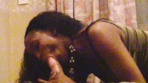 Naughty black babe swallowed white cock