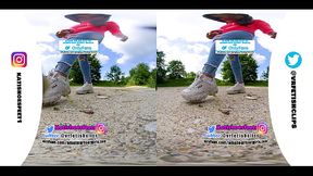 [VR180 - 3D] Girl crushing with dirty fila sneaker different food bears gummy crush trample