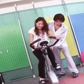 Young sexy Asian girl Haruna Sakurai came to the gym to work out with her personal trainer