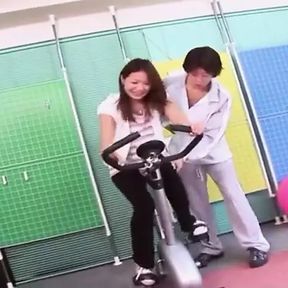 Young sexy Asian girl Haruna Sakurai came to the gym to work out with her personal trainer