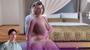 Stepmom Showing Boob Cleavage and Rubbing My Cock with Huge Ass