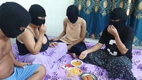 Three female friends have sex with a male friend together.With Roleplay & Dirty talking.