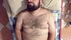 Big Hairy Bearded Bear Horny On The Bed Solo Jerk Off Moaning A Lot. Orgasm Face. Beautiful Agony
