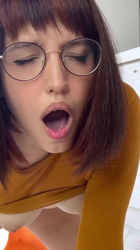 Thick and Horny Ksenia Masturbating as Velma From Scooby Doo
