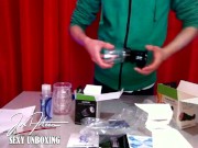 Sexy Unboxing - Twink tests a Fleshlight for the first time, loses control of his cock and cums jizz