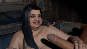 a bdsm footjob and blowjob with a chunky bbw