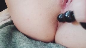 My Wife Done Water Enema and Plays with Anal Beads in Her Tight Anal, Really Wet