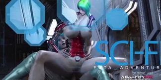 Futanari alien babe in space gets fucked