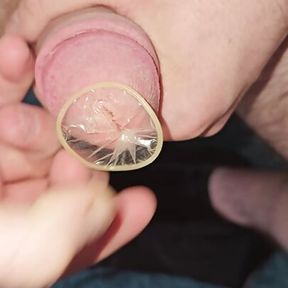 I shove 2 small cum plugs with a condom into my cock