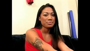 A bald stud with a big cock fucks a long-haired slut with round tits and a sexy ass and then pours cum on her