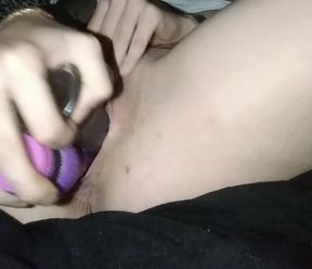 Stretching my fat pierced pussy with two dildos!