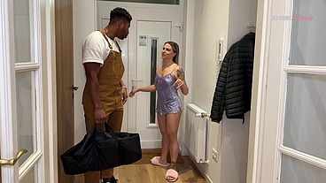 Slutty Wife Gets Fucked by the Black Plumber with a Huge Cock