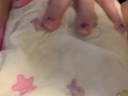 Squishing and playing with my soggy diaper