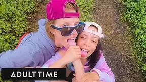 ADULT TIME - POV Hot Poly Wives Take Turns Sucking Dick And Fucking In The Wilderness