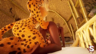 Interracial furry couple have lesbian sex in front of their friends to get horny in Wild Life group