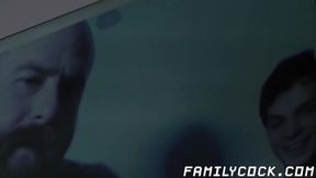 Tattooed daddy catches stepson watching porn and drills him
