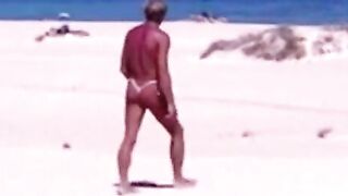 Beach Striptease: Tanned Hunk Bares All