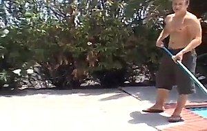 Sexy cheyenne hunter sun tans and fucks the poolboy