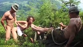 slim german girl takes big loads and gets hard deep penetration in wild forest setting