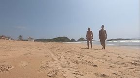 Walking nude freely &amp_ having fun on public nudist beach