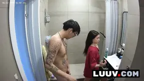 Teen couple caught on cam showering naked