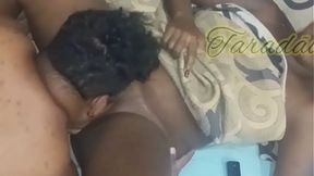 Naughty black girl having a great time
