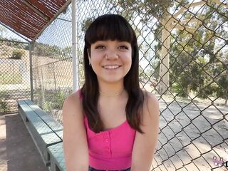 Real Teens - Brunette Hair Teen With Screws Mochi Mona Likes Bangs In The Outdoors Like A Pro