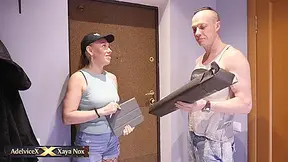 Delivery Girl Throat Destroyed. Massive Bulge & Gagging
