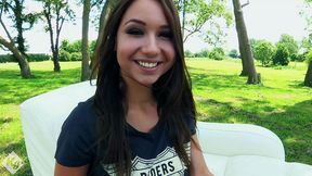 gorgeous dutch babe takes dick outside