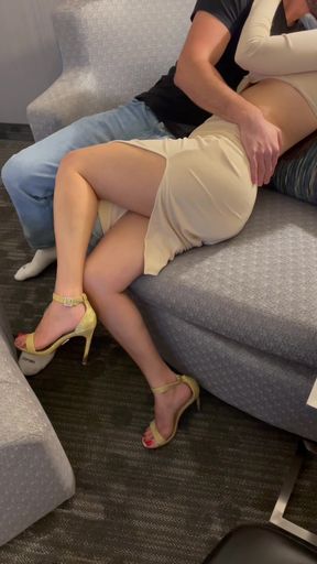 Curvy blonde hot wife and her unsuspecting cuckold husband enjoy