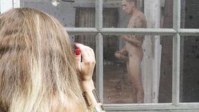 ”Chubby MILF Peeping On A Jerking Off Boy”