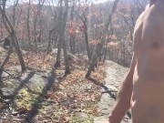 Long naked hike and outdoor masturbation