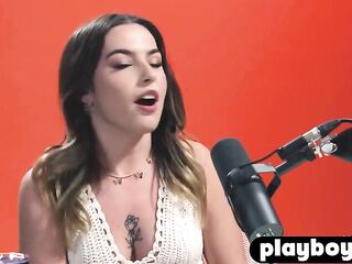 Hawt playgirl talked about her sex and enjoyed hawt masturbation after interview