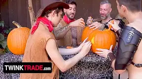 Nudist Halloween Party Turns Into Pumpkin-fucking Stepson Swapping Fuck Fest! 17 Min