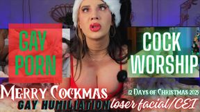 MERRY COCKMAS: Gay Humiliation with GAY PORN, Cock Worship and CEI JOI