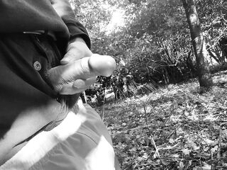 Woodland public urinate result in hard shlong nearly caught so I just had to wank till cum squirts