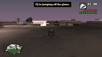 CJ haging aroung and jumping from plane