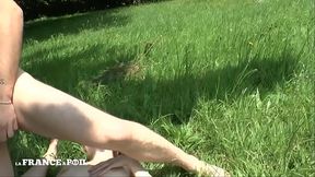 Beautiful redhead student gets ass banged outdoor