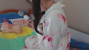 Humiliating a girl with twin - ponytails and white stockings