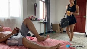 MY STEPBROTHER COMES INTO MY ROOM FOR HIS TOWEL AND I END UP ON TOP OF HIM